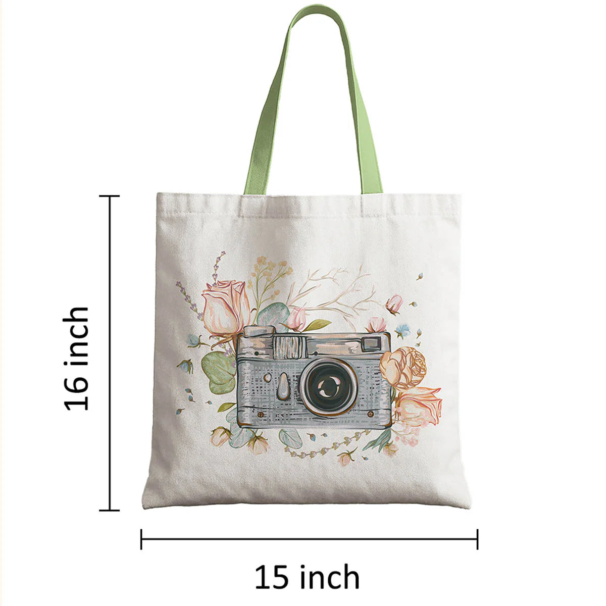 Vintage Camera Art Canvas Tote