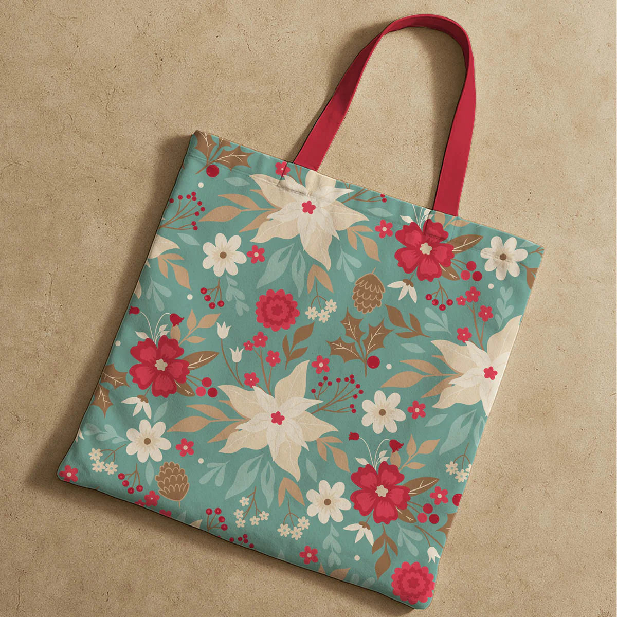 Spring Floral Cotton Canvas Tote