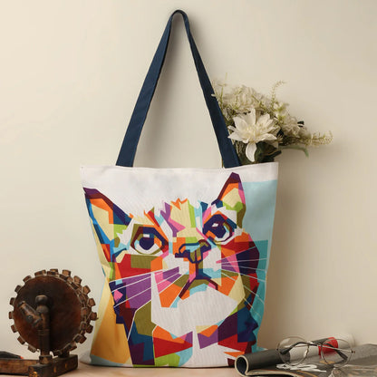 Vibrant Cat Cotton Canvas Tote