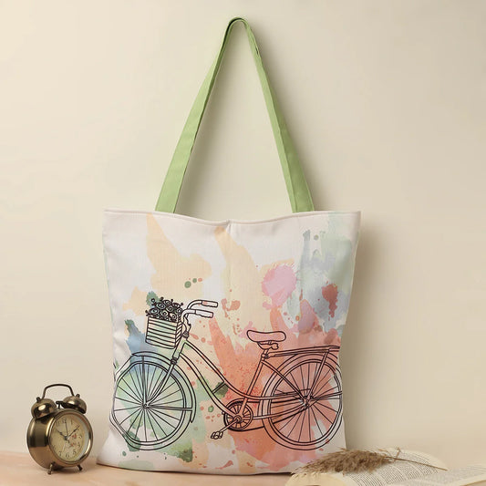 Cute Cycle Art Cotton Canvas Tote