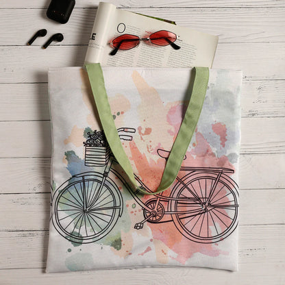 Cute Cycle Art Cotton Canvas Tote