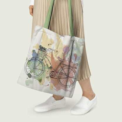 Cute Cycle Art Cotton Canvas Tote