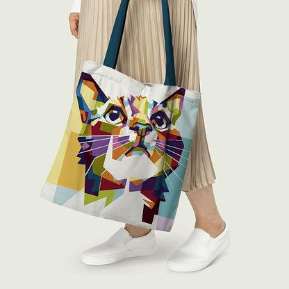 Vibrant Cat Cotton Canvas Tote