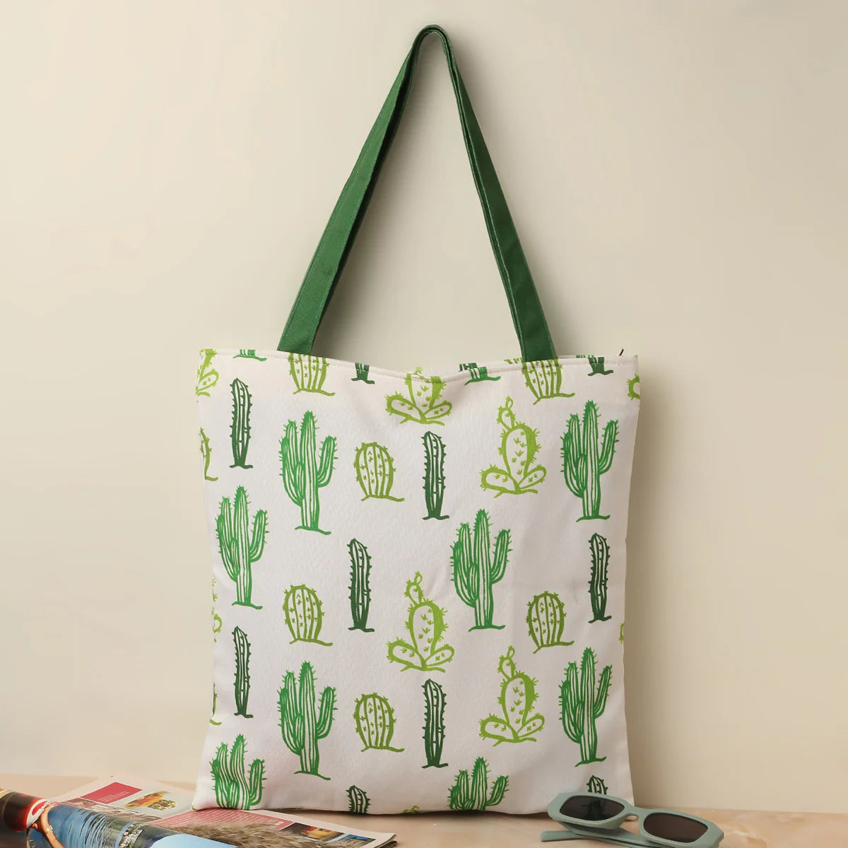 Cute Cactus Art Cotton Canvas Tote