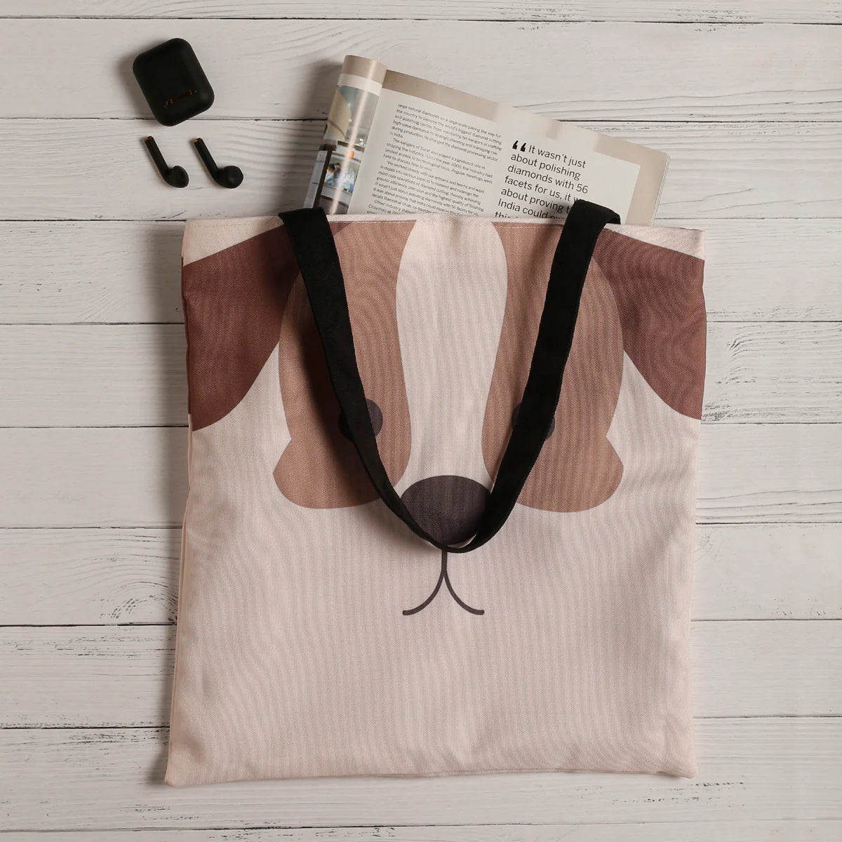 Cute Dog Cotton Canvas Tote