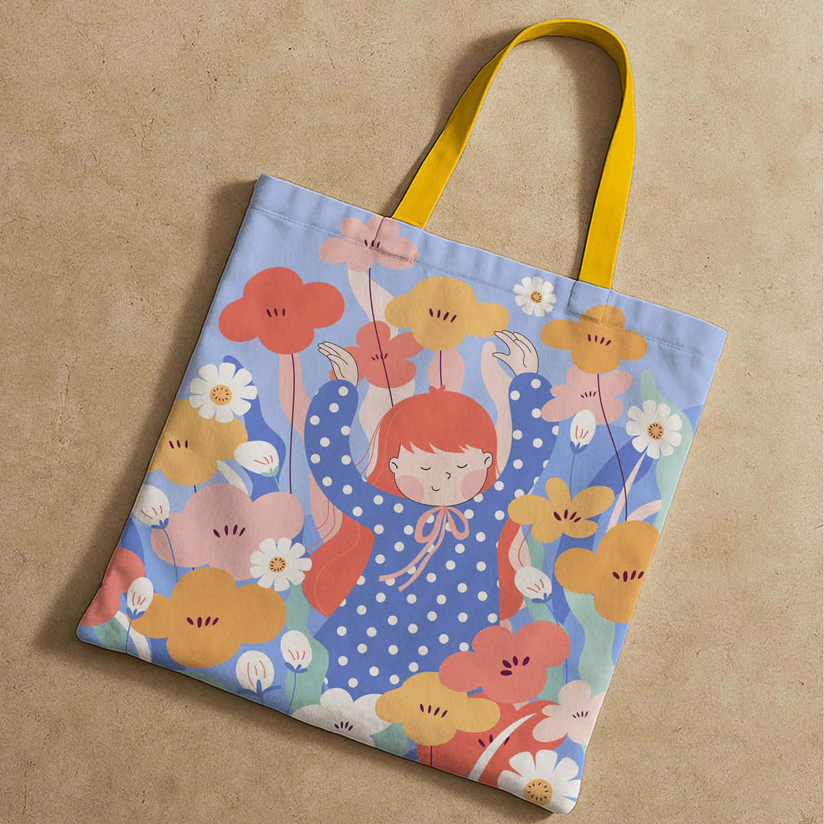 Happy Girl Canvas Tote