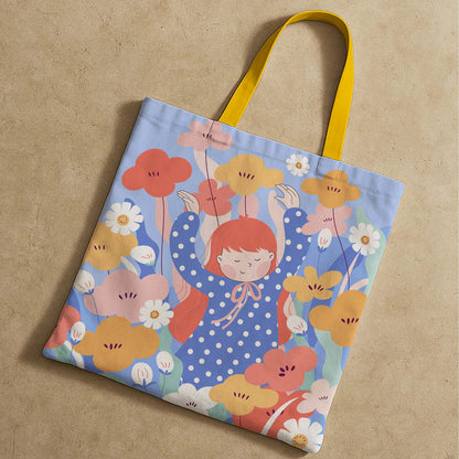 Happy Girl Canvas Tote