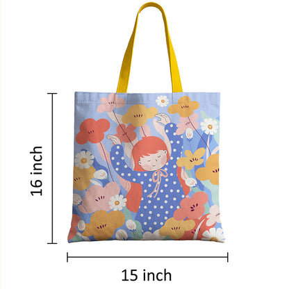 Happy Girl Canvas Tote