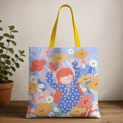 Happy Girl Canvas Tote