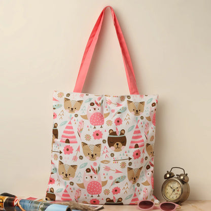 Tribal Animals Cotton Canvas Tote