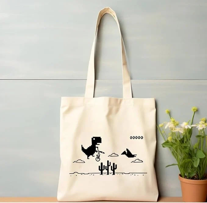 Cool T-Rex Dino Cotton Tote