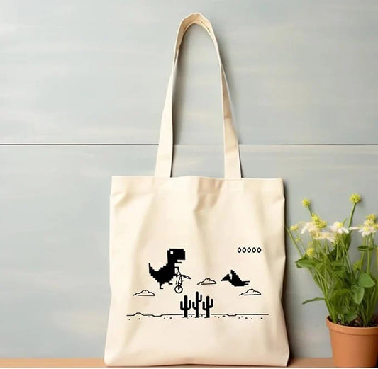 Cool T-Rex Dino Cotton Tote