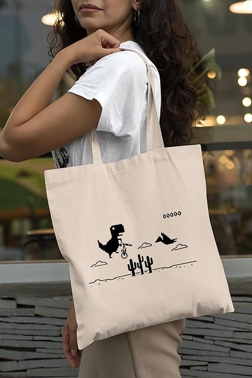 Cool T-Rex Dino Cotton Tote