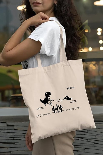 Cool T-Rex Dino Cotton Tote