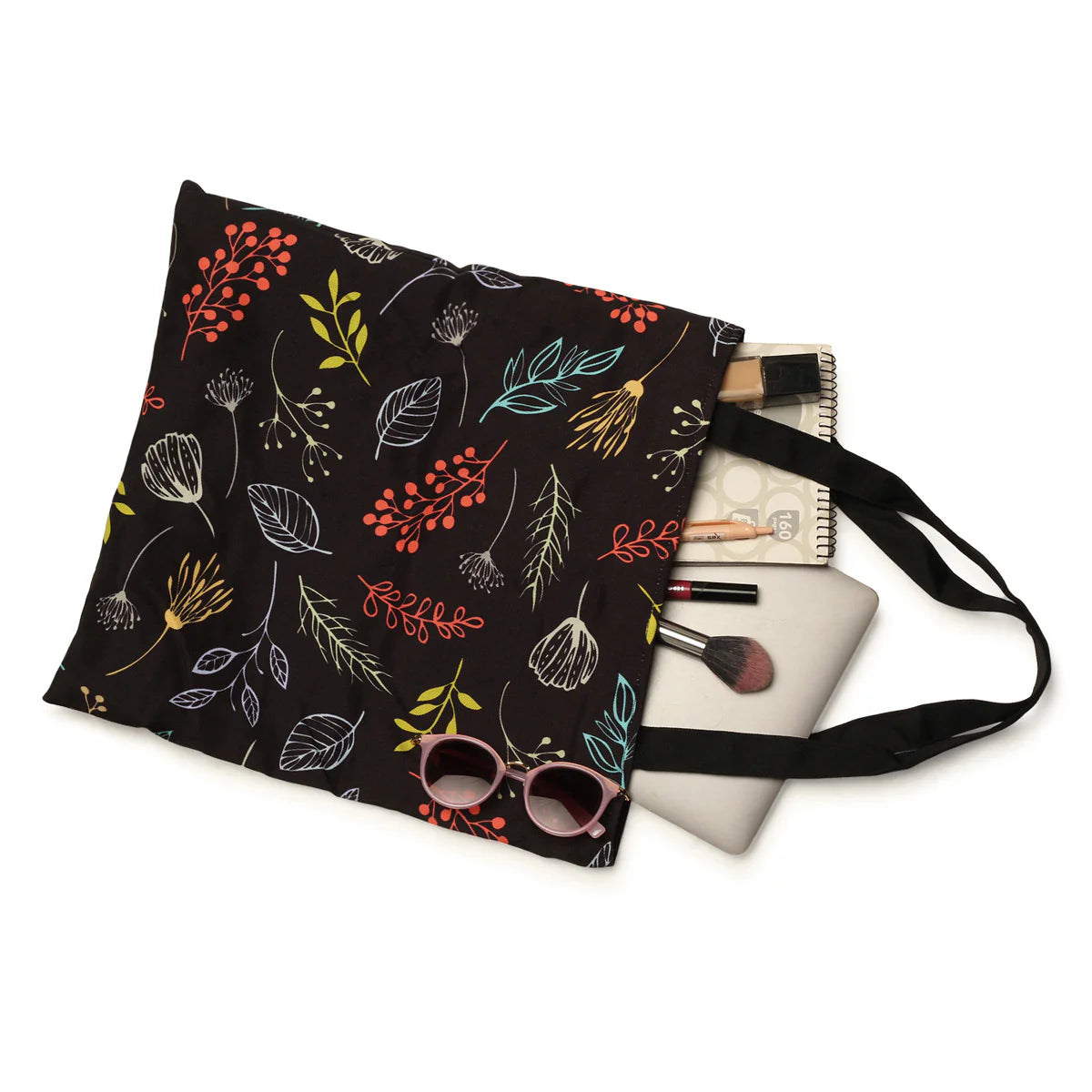 Christmas Leaves Cotton Canvas Tote
