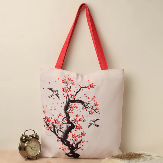 Cherry Blossom Cotton Canvas Tote