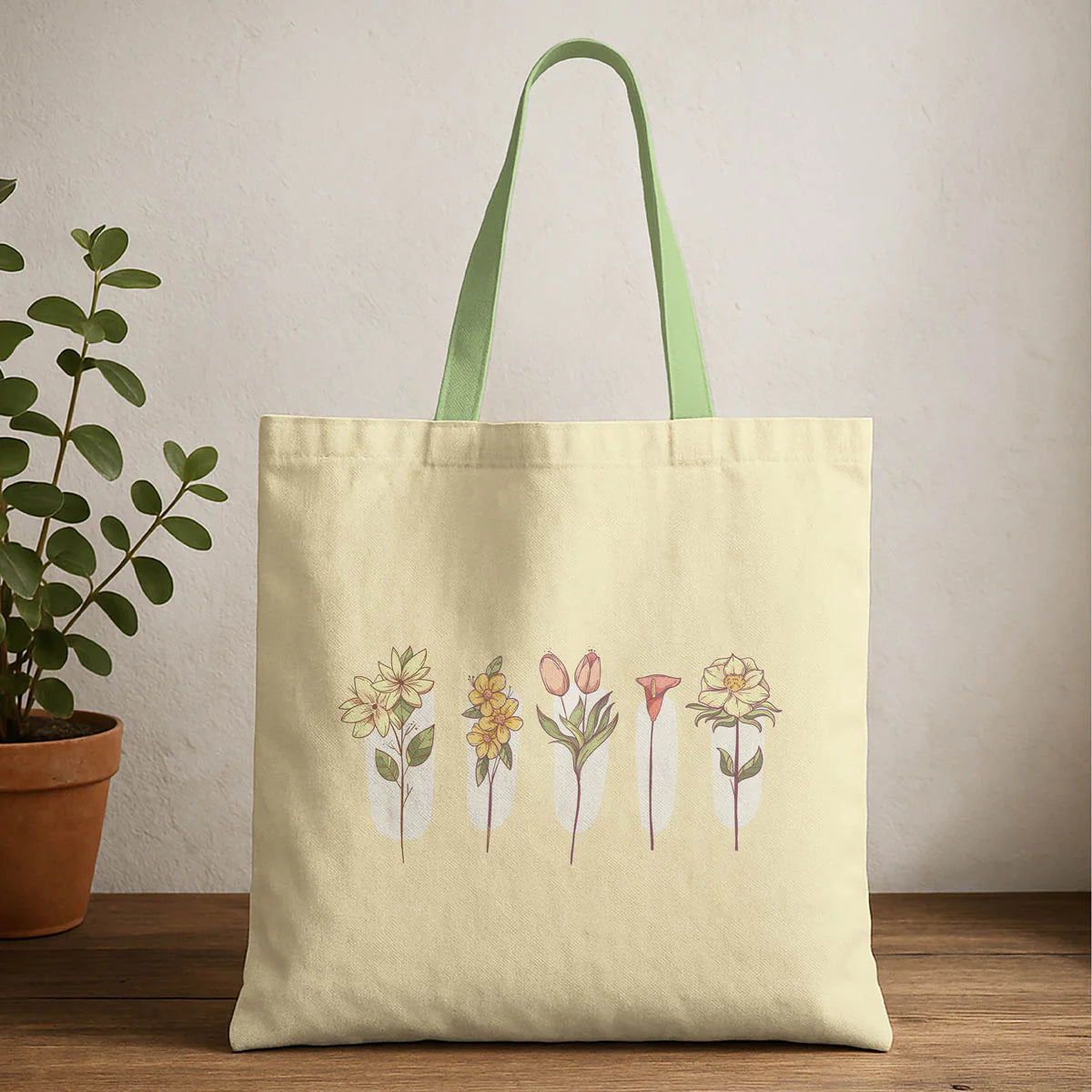 Floral Art Canvas Tote