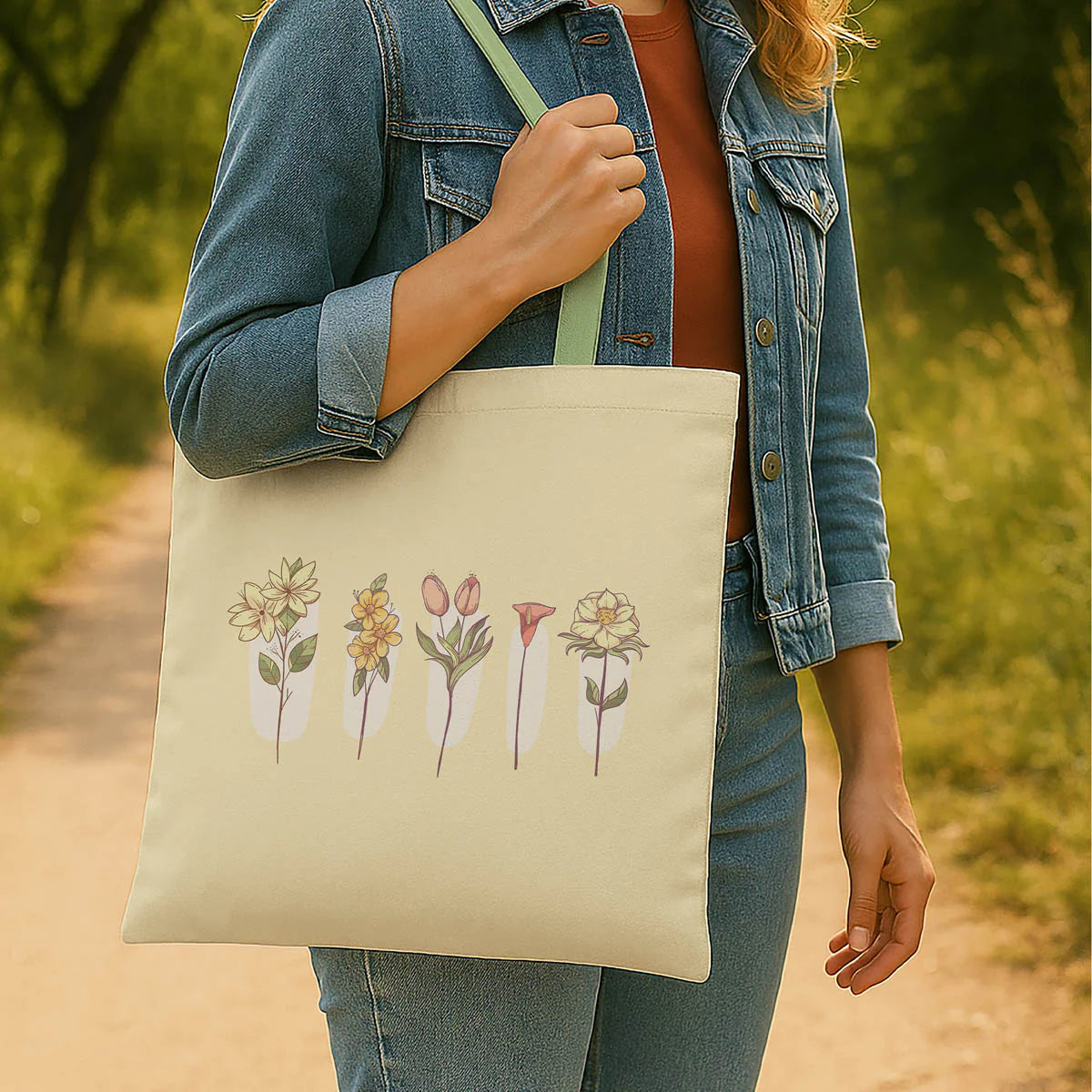 Floral Art Canvas Tote
