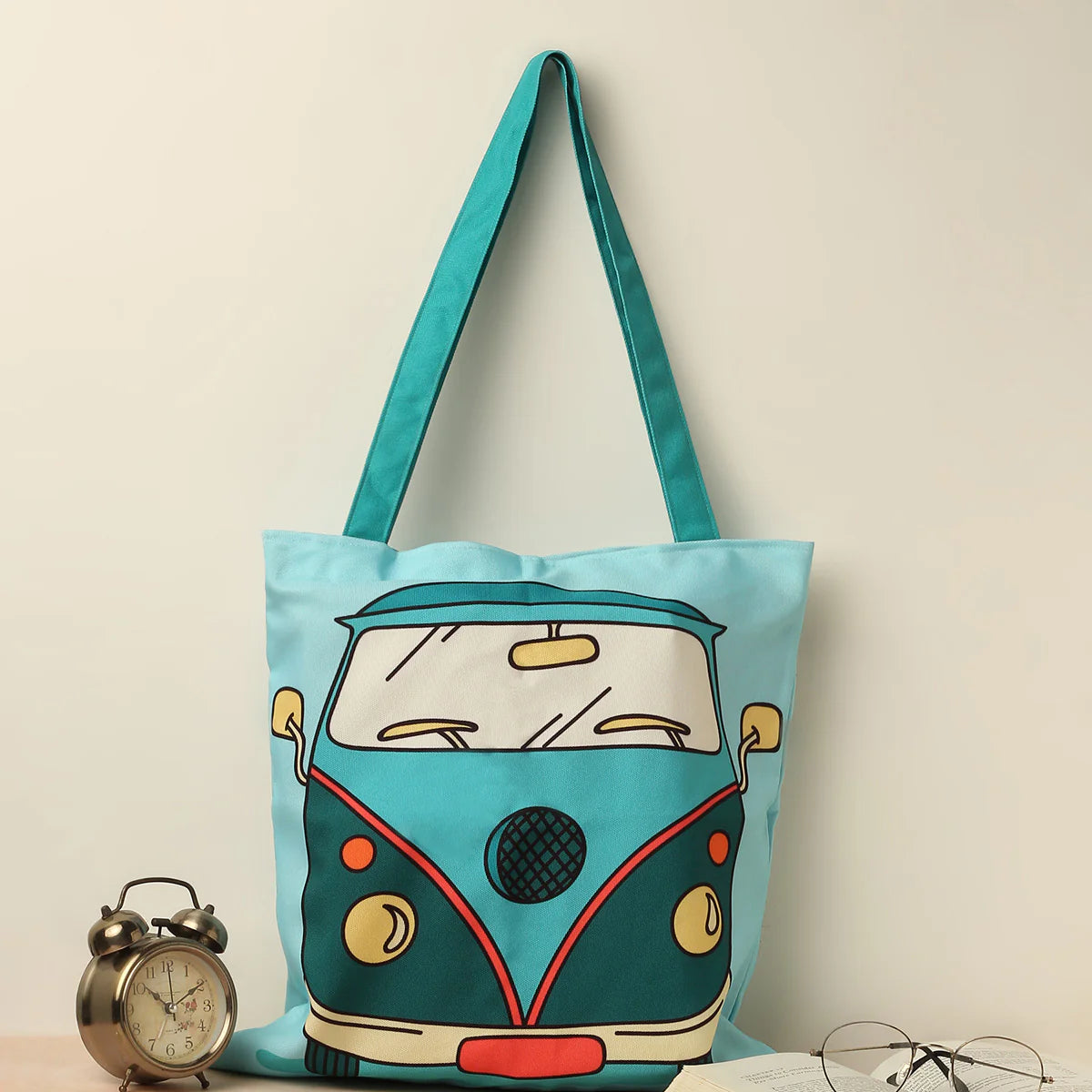 Cartoon Van Cotton Canvas Tote