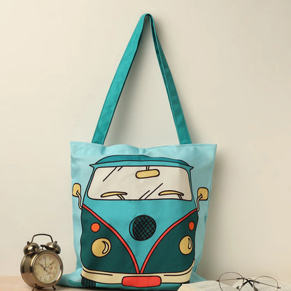 Cartoon Van Cotton Canvas Tote