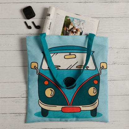 Cartoon Van Cotton Canvas Tote