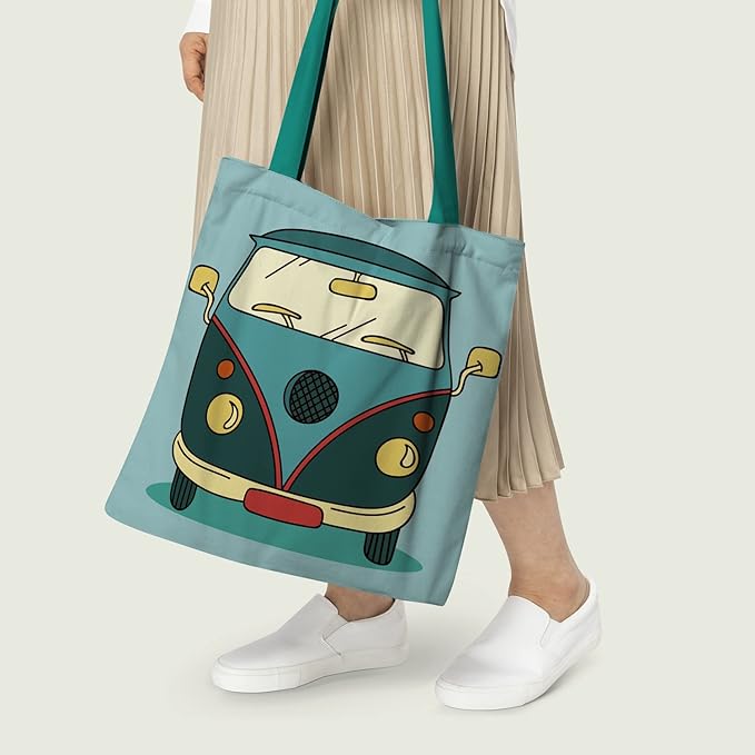 Cartoon Van Cotton Canvas Tote
