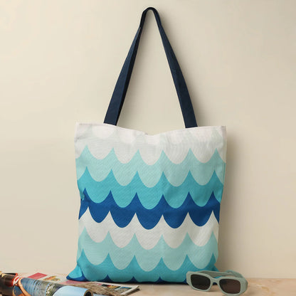 Ocean Waves Cotton Canvas Tote