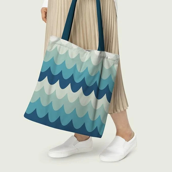 Ocean Waves Cotton Canvas Tote