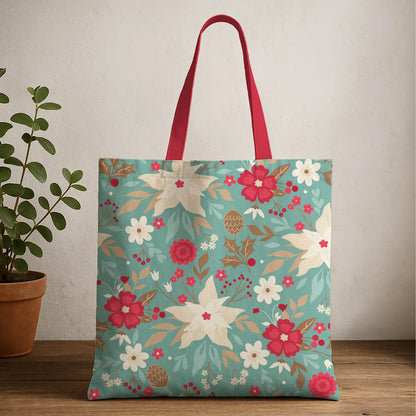 Spring Floral Cotton Canvas Tote