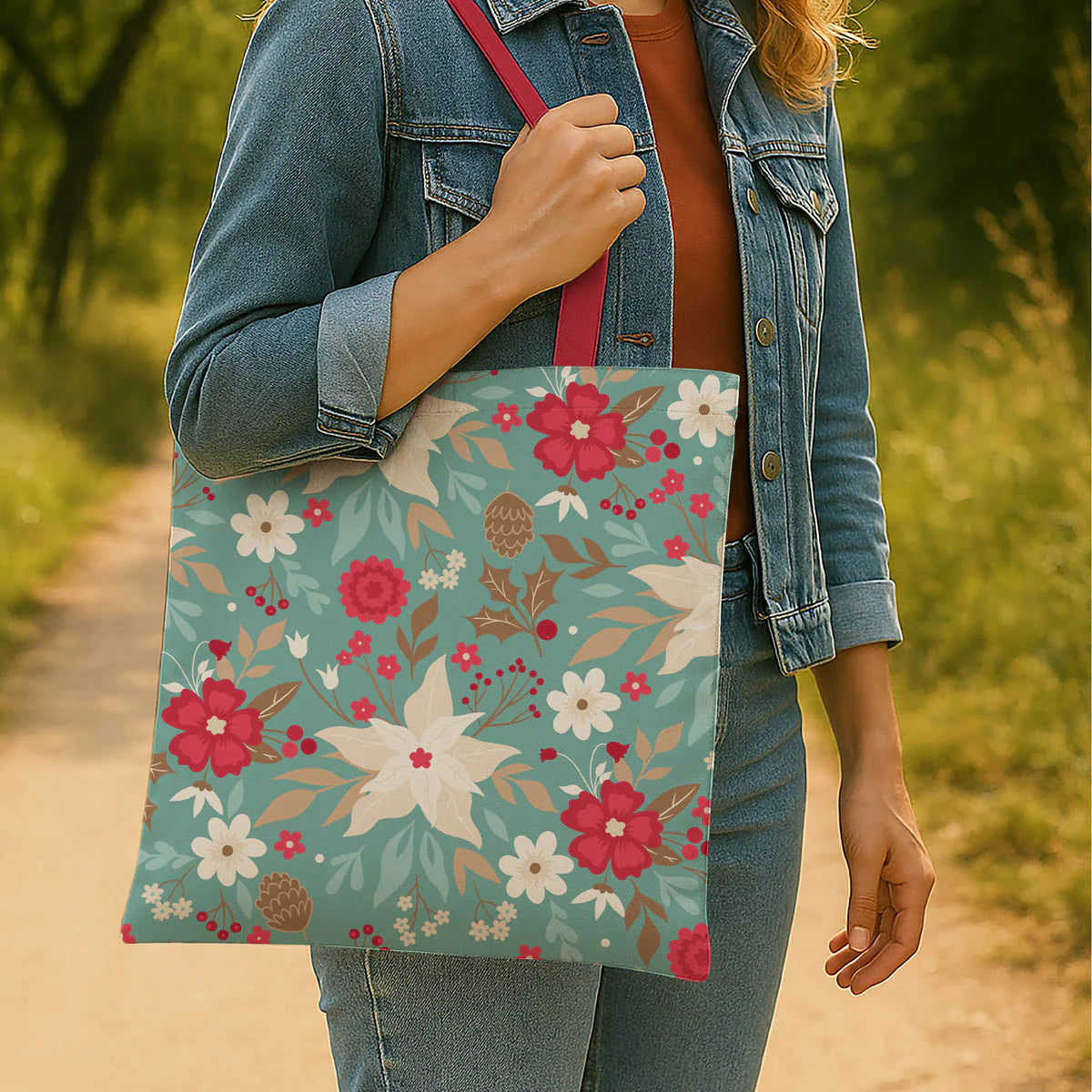 Spring Floral Cotton Canvas Tote